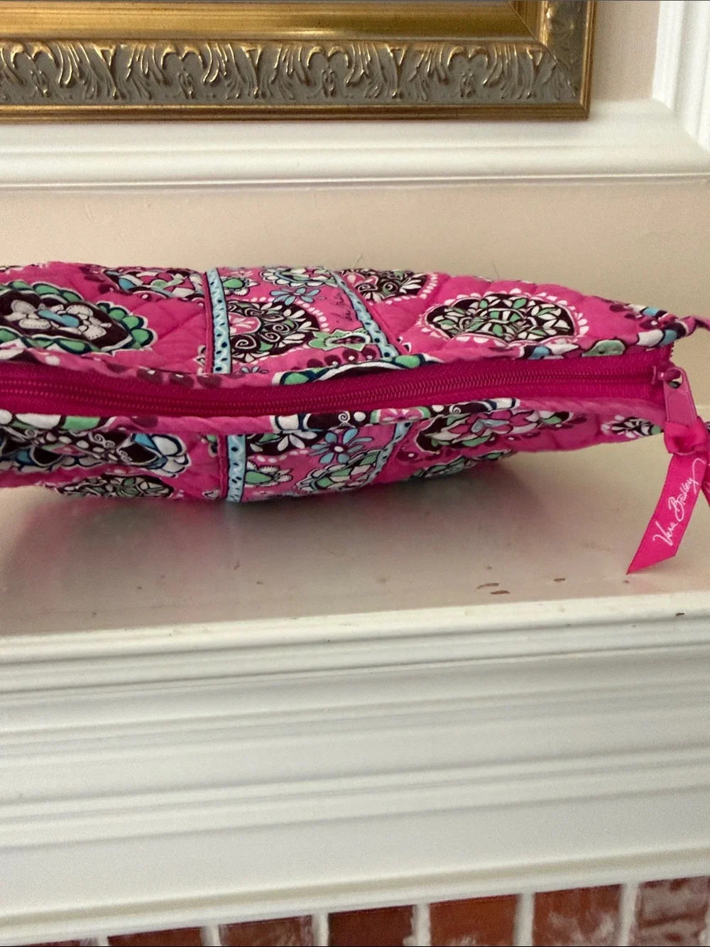 Vera Bradley Hot Pink Quilted Floral Medallion Cosmetic Pouch